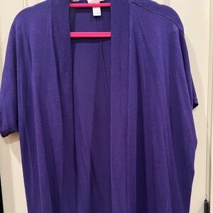 Chico’s size 2 , purple, short sleeve cardigan with pockets